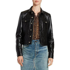 Beverly Hills Polo Club Women Black Short Length faux Leather Jacket Size Medium